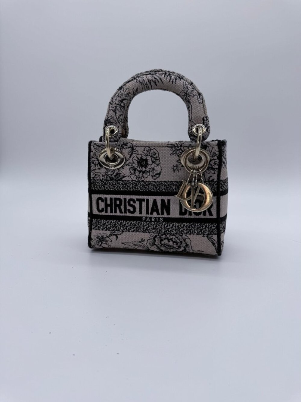 CHRISTIAN DIOR Mini Lady Dior Toile de Jouy Embroidered Bag